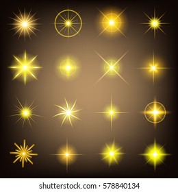 Creative concept Vector set of glow light effect stars bursts with sparkles isolated on black background. For illustration template art design, banner for Christmas celebrate, magic flash energy ray.