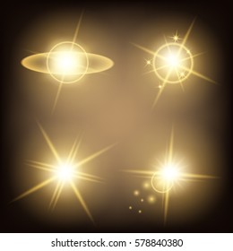 Creative concept Vector set of glow light effect stars bursts with sparkles isolated on black background. For illustration template art design, banner for Christmas celebrate, magic flash energy ray.