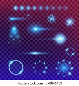 Creative concept Vector set of glow light effect stars bursts with sparkles isolated on black background. For illustration template art design, banner for Christmas celebrate, magic flash energy ray.