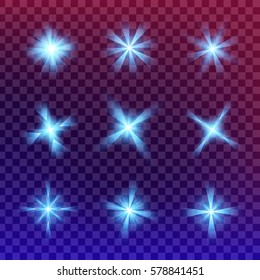 Creative concept Vector set of glow light effect stars bursts with sparkles isolated on black background. For illustration template art design, banner for Christmas celebrate, magic flash energy ray.