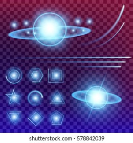 Creative concept Vector set of glow light effect stars bursts with sparkles isolated on black background. For illustration template art design, banner for Christmas celebrate, magic flash energy ray.