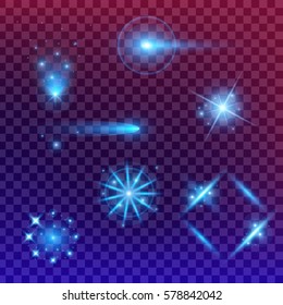 Creative concept Vector set of glow light effect stars bursts with sparkles isolated on black background. For illustration template art design, banner for Christmas celebrate, magic flash energy ray.