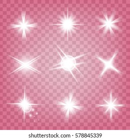 Creative concept Vector set of glow light effect stars bursts with sparkles isolated on black background. For illustration template art design, banner for Christmas celebrate, magic flash energy ray.