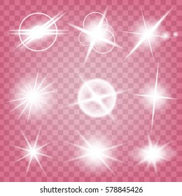 Creative concept Vector set of glow light effect stars bursts with sparkles isolated on black background. For illustration template art design, banner for Christmas celebrate, magic flash energy ray.