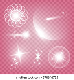 Creative concept Vector set of glow light effect stars bursts with sparkles isolated on black background. For illustration template art design, banner for Christmas celebrate, magic flash energy ray.