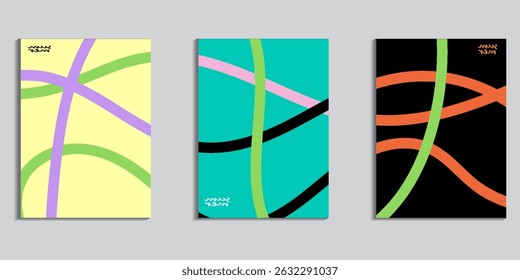 Concepto creativo de cartel o cubierta de Vertical con diseño abstracto moderno con Formas y líneas onduladas dibujadas a mano. Plantilla de arte brillante para publicidad, marca, Anuncio o volante, cubierta, etiqueta, impresión,