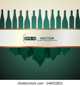 Creative concept of wine list with many wine bottle over green background.