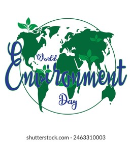 Creative Concept of World Environment Day On White Background. Vector illustration TYPOGRAPHY FOR ENVIRONMENT DAY 5 JUNE.