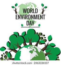 Creative Concept of World Environment Day isolated on White Background. EPS editable file Vector illustration. 5TH JUNE- Environment Day. 
