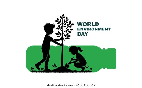 Creative Concept of World Environment Day On White Background. Vector illustration.