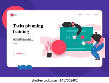 Creative concepts of web page design for website and mobile website development. Seo landing page. Successful organization of their tasks. Flat vector illustration.
