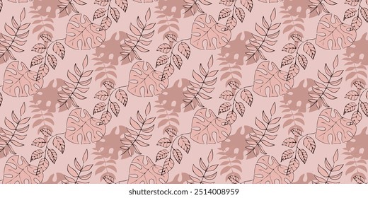 Imágenes conceptuales creativas de hojas de árbol abstractas, texturas en un estilo minimalista. Plantillas de diseño moderno para vacaciones, publicidad, marca, ropa de cama. Ornamento, patrón sin fisuras, textura.