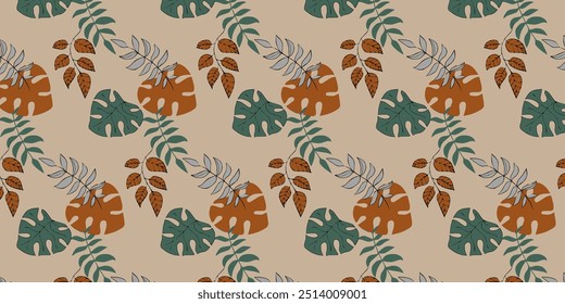Imágenes conceptuales creativas de hojas de árbol abstractas, texturas en un estilo minimalista. Plantillas de diseño moderno para vacaciones, publicidad, marca, ropa de cama. Ornamento, patrón sin fisuras, textura.
