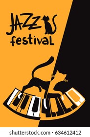 Creative conceptual music festival vector. Cats on the piano.