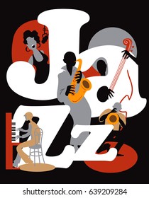 Creative conceptual music festival vector. Band playing musical instruments.