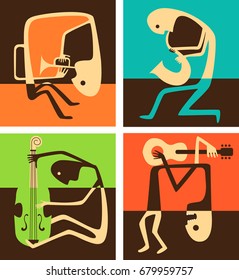 Creative conceptual vector. Man playing musical instrument.