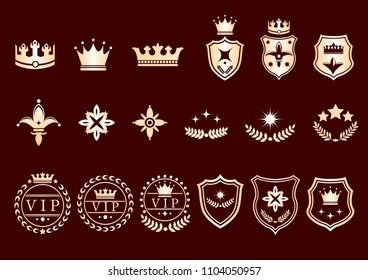 Creative conceptual vector. Set of crown logos and icons.