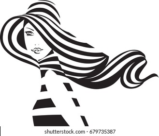 Creative conceptual vector. Woman in the hat.