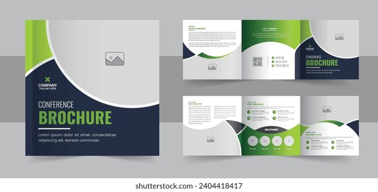 Creative conference square trifold brochure template, corporate square trifold brochure template or modern business trifold brochure design. corporate square trifold brochure design set