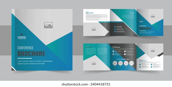 Creative conference square trifold brochure template, corporate square trifold brochure template or modern business trifold brochure design. Creative business square trifold brochure template design