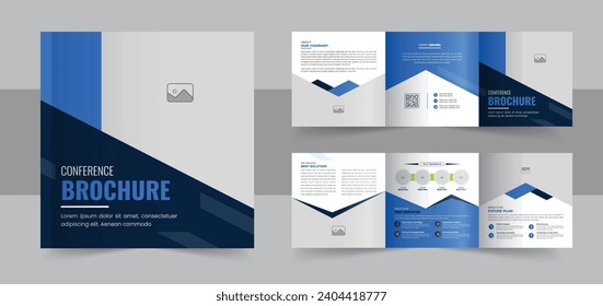 Creative conference square trifold brochure template, corporate square trifold brochure template or modern business trifold brochure design. business square trifold brochure template design vector eps