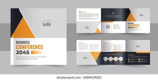 Creative conference square trifold brochure template, corporate square trifold brochure template or modern business trifold brochure design. square tri fold brochure template vector