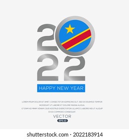 Creative Congo  Flag Design with 2022 Year, Happy new Year.