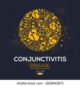 Creative (Conjunctivitis) disease Banner Word with Icons ,Vector illustration.	