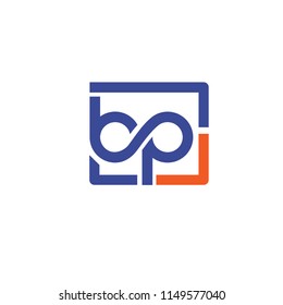 creative connect letter bp square logo vector