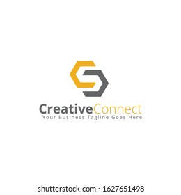 Creative Connect Logo. C Letter Logo. Vector Template.