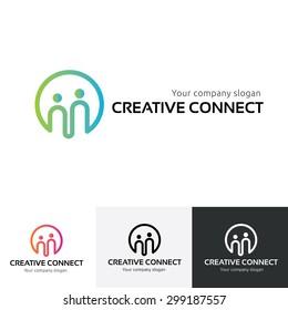 Creative Connect Logo Template, People ,family ,insurance ,community, Social Symbol.