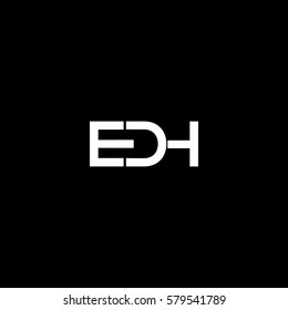 Creative connected symbolic black and white EDH EH HE initial based icon logo