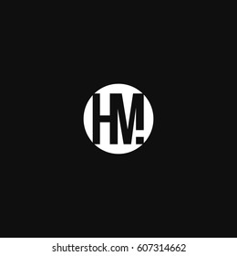 Creative connected symbolic circular shape black and white color HM M H initial based letter icon logo