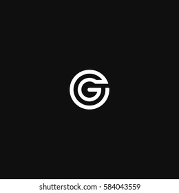 Creative connected trendy unique rounded black and white GC CG G C  initial based icon logo