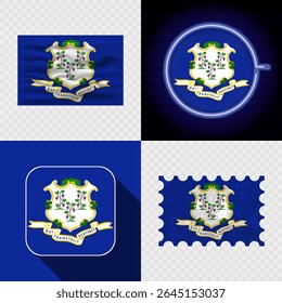 Kollektion von kreativen Connecticut-Kennzeichen-Symbolsätzen.