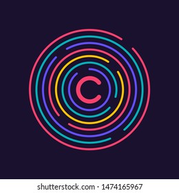 Creative connection icon logo design. Circular network data. Geometric structure dot and line connection. Vector illustration