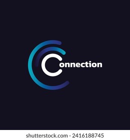 Creative connection icon logo design. Circular network data. Geometric structure dot and line connection. Vector illustration