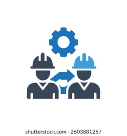 A creative construction collaboration icon tailored for designers focused on teamwork.