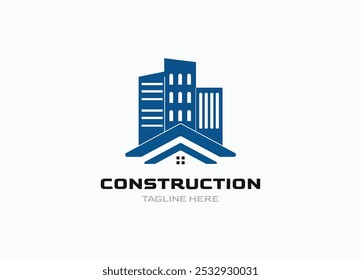 Logotipo da empresa de construção criativa, Logotipo de construção profissional, Logotipo de construção de luxo, Design de modelo de vetor de logotipo de construção premium