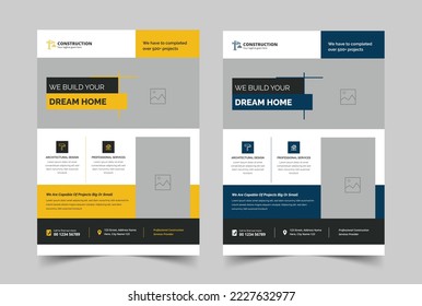 Creative Construction Flyer Template, Modern Construction Flyer, Print Ready, Home Repair Flyer