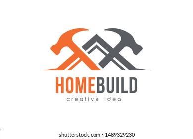Creative Construction And Hammer Logo Design Template