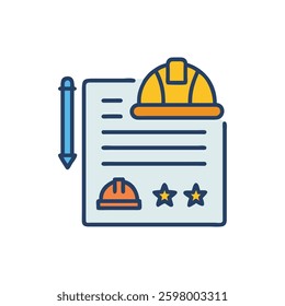 A creative construction review icon tailored for designers focused on quality assurance.