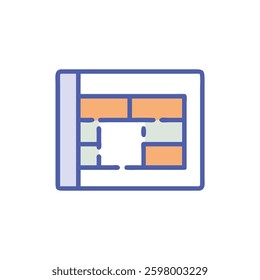 A creative construction site layout icon tailored for designers focused on planning.