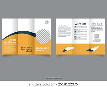 Modelo de brochura de construção criativa trifold ou perfil da empresa, Brochura de construção corporativa, Proposta de negócios. Ilustração vetorial