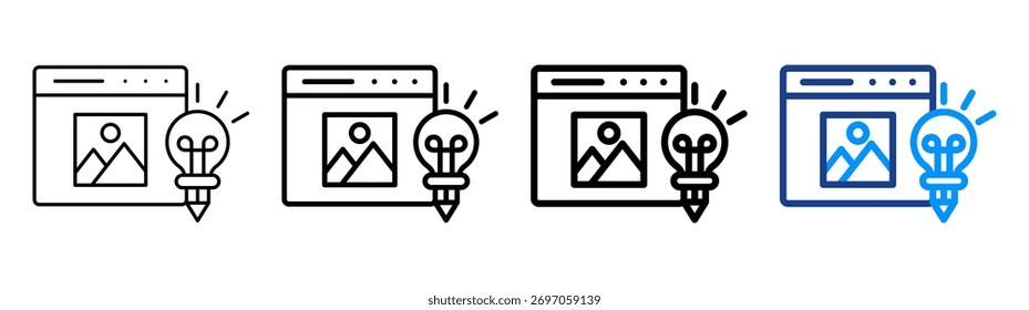 Creative Content Icon Different Outline Collection Set