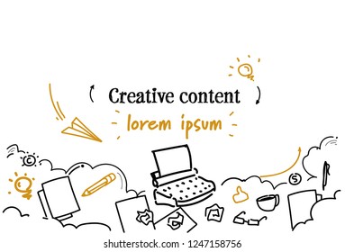 creative content marketing concept sketch doodle horizontal isolated copy space