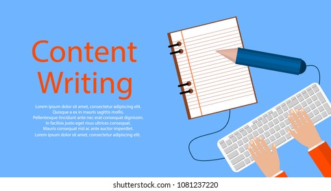 Creative Content  Writing, Blogging Post, Digital Media Flat Vector Illustration