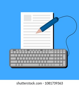 Creative Content  Writing, Blogging Post, Digital Media Flat Vector Illustration