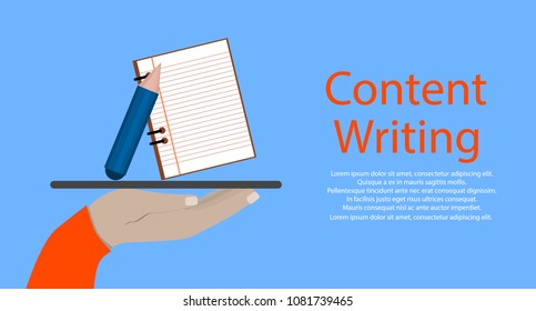 Creative Content  Writing, Blogging Post, Digital Media Flat Vector Illustration