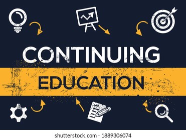 Creative (continuing Education) Banner Word With Icons, Vector Illustration.
